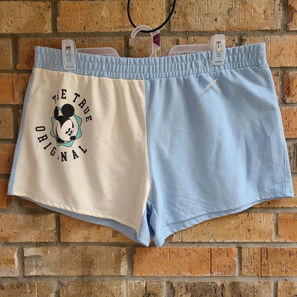 Disney Mickey Mouse 3” Fleece Shorts Blue & White Colorblock Juniors 3XL (21) - Picture 6 of 6